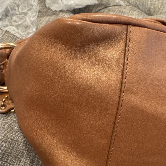 Coach Bag Parker Pleated Brown Metallic Soft Leather Shoulder Bag - Picture 15 of 16
